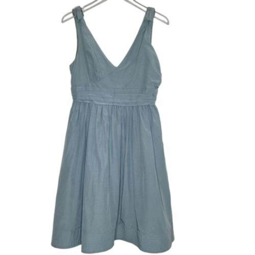 Anthropologie Hitherto Silk Blend Dress 8 Blue V-Neck Sleeveless Wedding‎